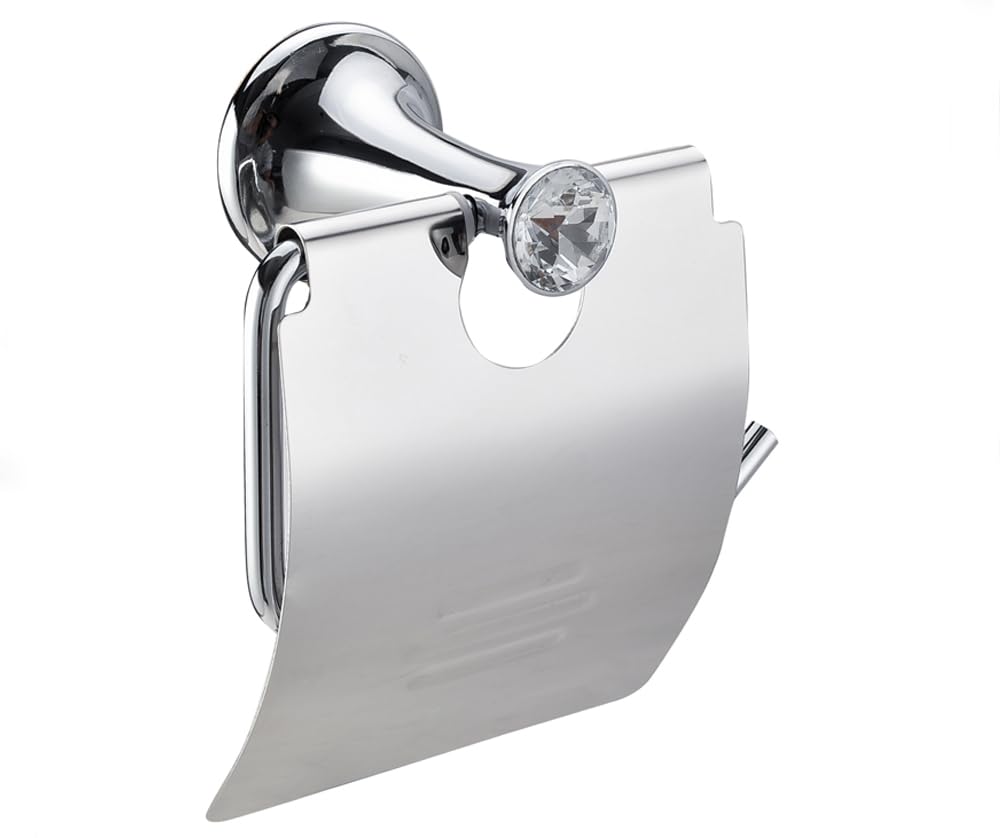 EagleWiz Diamond Toilet Tissue Roll Holder Crystal Chrome Finish Wall Mounted Paper Holder Bathroom Accessory With General Wall Fittings