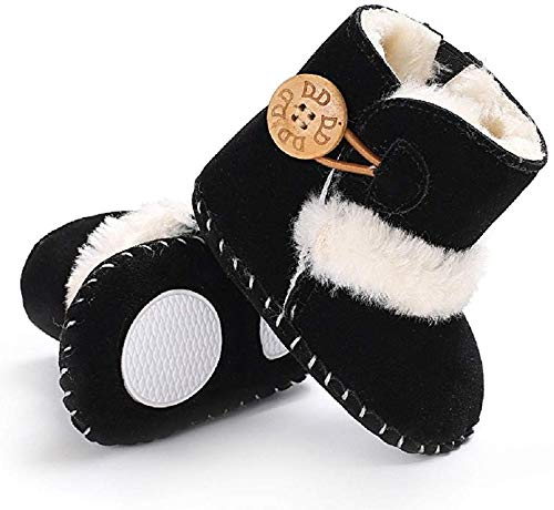 Meeshine Winter Warm Baby Boots Premium Soft Sole Prewalker Newborn Infant Boy Girl Crib Shoes Snow Boots(Small / 0-6 Months,Black 01)