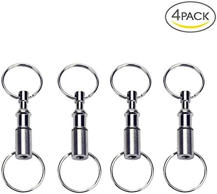 Pull-Apart Silver Key Ring Easy Detach Double Spring Split Snap Seperate Chain Convenient Accessory Gift (4-Pack)