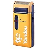 Electric Razor Yandou Beards Shaver Men Rechargeable Pop-up Mustache Scrapper U Shape Women Eyebrow Eyelashes Trimmer Body Pubes Clipper Arm Leg Mane Stripper Short Hair Curls Beautifier (Yellow)
