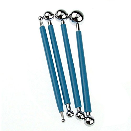 Highmoor Clay Extruder Gun with 20 Tips Sugar Paste Extruder Cake Decor Tool Cake Fondant Sculpture Decorating Clay Gun Tool Set & Ball Stylus Clay Pottery Ceramics Doll Sculpting Modeling Tool 4PCS
