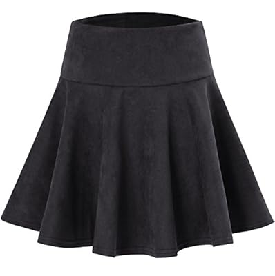 Dasbayla Women's Faux Suede Flared Skirt with Elastic Waist