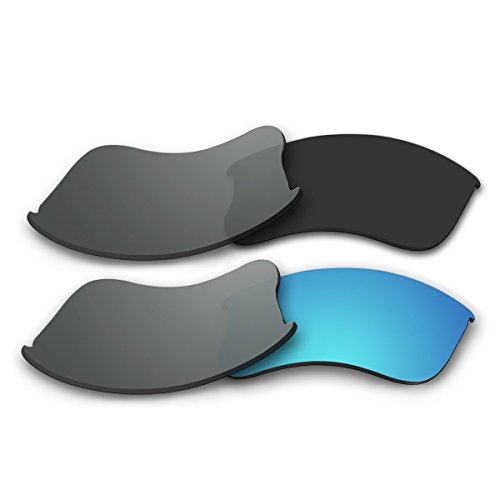 2 Pair Replacement Polarized Black and Ice Blue Lenses for Oakley Flak Jacket XLJ