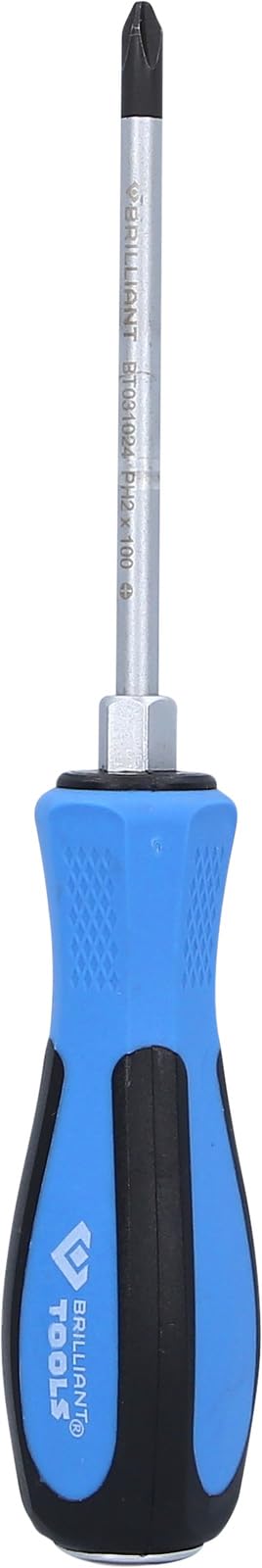 BRILLIANT TOOLS Phillips Screwdriver with Impact Cap, PH2 x 100 mm [Powered by KS Tools] — image 1