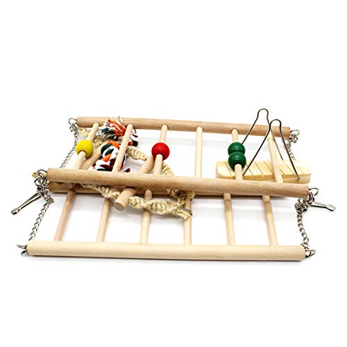 DENTRUN Parrot Playstand Bird Play Stand Cockatiel Playground, Wood Gym Playpen Ladder Toys, Exercise Large Parrots Ladders Playgym Electus Cockatoo Parakeet Conure Toy Climbing Tree