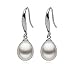 Women Vintage 925 Sterling Silver 8-9mm White Freshwater Pearl Dangle Earrings by Joyfulshine