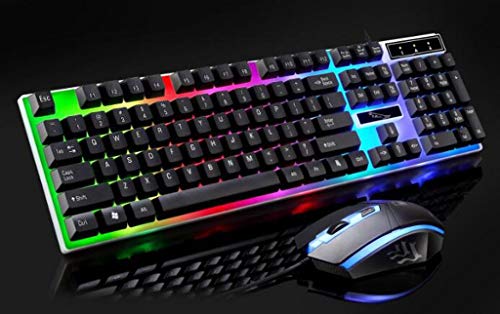 COM1950s 104 Keys Gaming Keyboard 1 Set Anti-Splash Wired Mult Punk Gaming Keyboard Mouse Office for PC Computer (Light Black) - Thumbnail 2