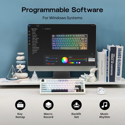 EPOMAKER x AULA F75 Gasket Mechanical Keyboard, 75% Wireless Hot Swappable Gaming Keyboard with Five-Layer Padding&Knob, Bluetooth/2.4GHz/USB-C, RGB (Light Blue, LEOBOG Reaper Switch)