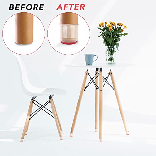 HADBER 36 PCS Silicone Felt Bottom Chair Leg Protectors for Wood Floor, Newly Upgraded Furniture
