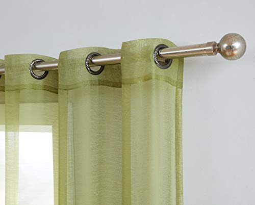 Warm Home Designs Pair of 2 Long Size 54" (Width) x 108" (Length) Sage Green Sheer Window Curtains. 2 Elegant Voile Panel Drapes are 108 Inch Wide Total - K Sage 108"
