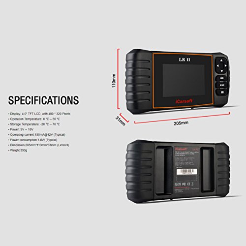 iCarsoft LR II Compatible for Landrover/Jaguar OBD II Scanner Tool Multi Systems ABS SRS Oil Reset