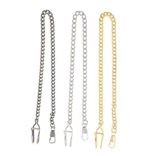 Didiseaon 3 Pcs Vintage Pocket Watch Chains with Clasps Metal Retro Watch Pendant Chains for Jeans Belt Suit Vest Formal and Casual Wear Accessories