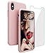 JASBON Case for iPhone X/iPhone Xs, [7FT Drop Protection] [Soft Anti-Scratch Microfiber Lining] Liquid Silicone Gel Rubber Phone Case, Full Body Drop Protection Cover Case, 5.8 inch, Sand Pink