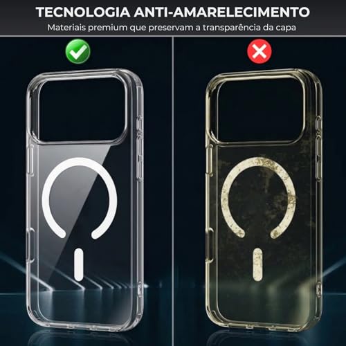 Kadaqe Capa para [iPhone 17 Pro MAX] Case Magnetica Slim com [Proteção de Camera] Premium Clear Case Transparente [Anti-Amarelamento] Compatível com MagSafe e Anti Impacto [Nivel Militar]