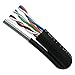 Vertical Cable Cat5e, 350 Mhz, UTP, UV Jacket, Outdoor, CMX, Messenger, 1000ft, Black, Bulk Ethernet Cable, Wooden Spool