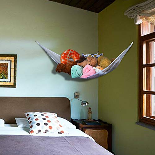 Fiaya Jumbo Toy Hammock-Toy Storage Hammock Net Organizer, Best for Keeping Rooms Clean-Ships from USA (White, L)