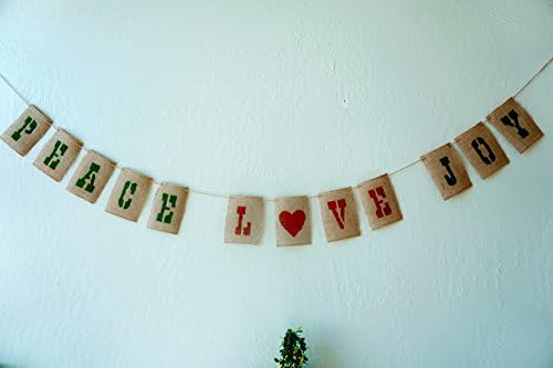 PEACE LOVE JOY Burlap Banner