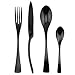 Kaya KAYA-1 Delicate Stainless Steel Flatware Cutlery Set with Mirror Finish Including Fork Spoons Knife Four Piece Tableware Dinner Set (black pearl)