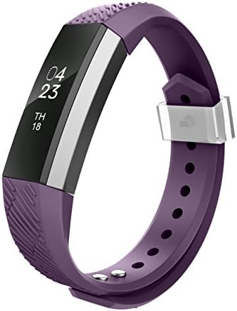 THRODY Fitbit Alta Band Plum Small, Fitbit Alta and Fitbit Alta HR Wristband Replacements Accessory Bracelet Strap with Classic Metal Clasp for Women Men Girls Boys(Z Texture, 1 Pack)