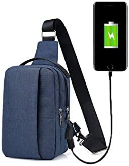 ASLDM Packable Shoulder Backpack Sling Chest CrossBody Bag With USB Charging Port Pockets Outdoor Leisure Package Shoulder Bag For Bicycle Sport Hiking Travel Camping Fishing Men Women (A-Dark blue)