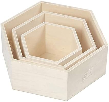 efco – Cajas de Madera Juego Hexagonal sin Tratar, marrón, Juego de 3