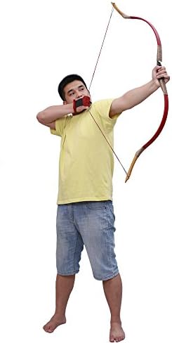 MAYARMS Traditional Wood Longbow Horse Bow Recurve Bow Archery Bow Lanminated Bow Outdoor Sports Hunting Youth Archery Color Red (40lbs)