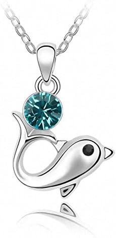 Women Fashion Pendant Necklaces Necklet Girl Alloy Zircon Gemstone Turquoise Blue Princess Dolphin