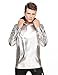 Coofandy Men's Nightclub Style Metallic Shiny Casual Long Sleeve Pullover Hoodie Silver Large