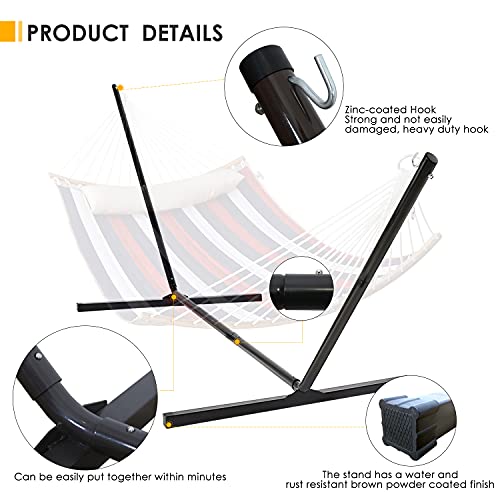 Double Hammocks with 12ft Hammock Stand,Durable Quilted Fabric Hammock