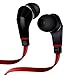 NoiseHush NX80 Earphones Premium Bass Stereo Headphones In-Ear with Tangle Free Cable Inline Microphone Earbuds - Black/Red