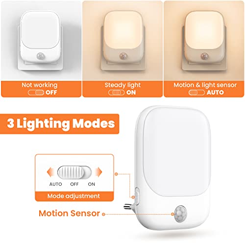 FOMYHEARD Set of 2 LED Night Lights, Electric Socket Night Light with 5 Levels of Brightness with Dusk and Human Sensor, Plug and Play Children's Night Light for Baby Room, Hallway, Stairs, Living Room