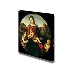 Mary with The Child,John The Baptist and a Holy Boy by Raphael - Canvas Print Wall Art Famous Oil Painting Reproduction - 12" x 12"