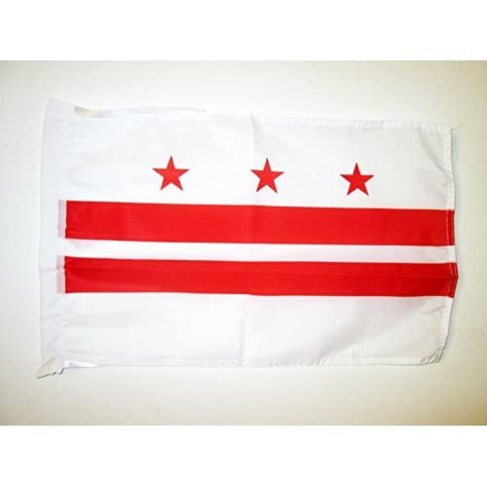 AZ FLAG - Washington DC Flag - 18'' x 12'' - 100% Polyester District of Columbia Small Banner with Two Cords - Fade Resistant - Vivid Colors - 18x12 in - 45x30 Cm โ image 1