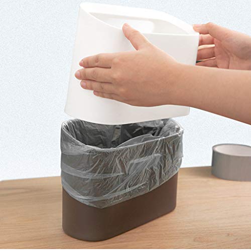 Longay Modern Oval Shatter-Resistant Plastic Small Trash Can Wastebasket (White) - Thumbnail 3