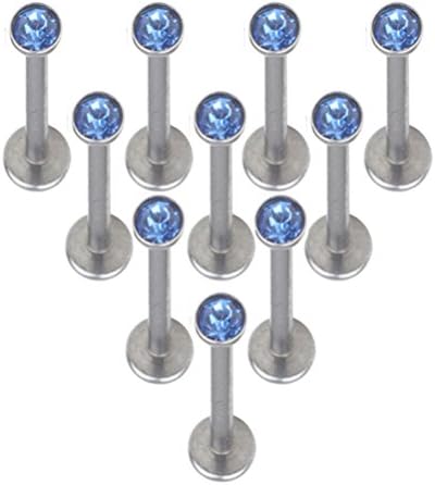 FB 16G 10mm Surgical Steel Nternally Threaded Labret Lip Rings Nose Studs Piercing CZ Gem Body Jewelry Piercing