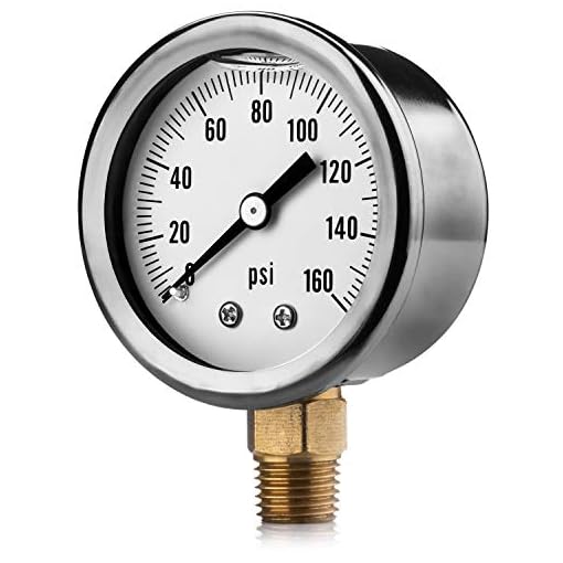Renator Water Pressure Gauge 1/4" NPT. RV Pressure Gauge Water Well Oil Filled Gauge. 0160 PSI