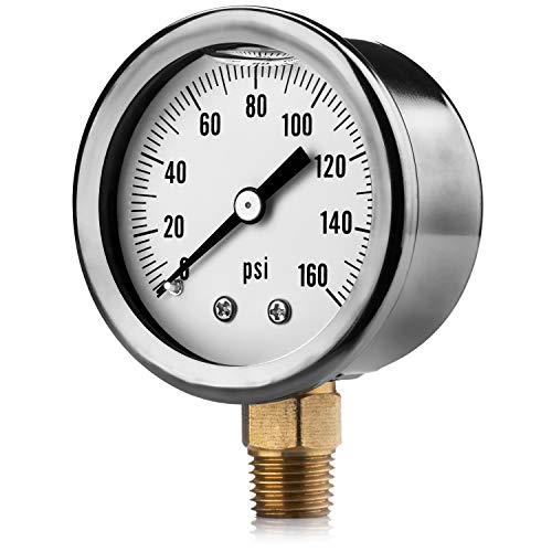 Renator Water Pressure Gauge 1/4" NPT. RV Pressure Gauge Water Well Oil