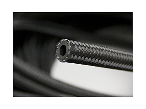 Autobahn88 Synthetic Rubber Hose with Dual-layer Braided (Lightweight Fiber + Stainless Steel) for Fluids : Fuel, Oil, Water, Coolant, Methanol. Black. (-6AN, 5 Feet)