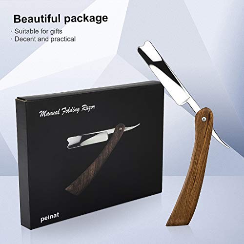 peinat Straight Razor, Wooden Straight Edge Razor for Man Stainless