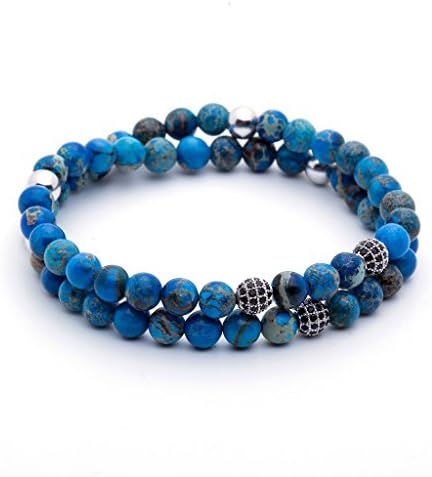 PAROKOA MATT ONYX DOUBLE BEADED BRACELET (Blue)