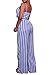 SheKiss Womens Sexy Spaghetti Strap Striped High Waist Wide Leg Long Pants Palazzo Jumpsuit Romers Ladies Outfits LightBlue Small