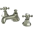 Kingston Brass KS4468BX Metropolitan Widespread Lavatory Faucet with Metal Cross Handle, Brushed Nickel,8-Inch Adjustable Center