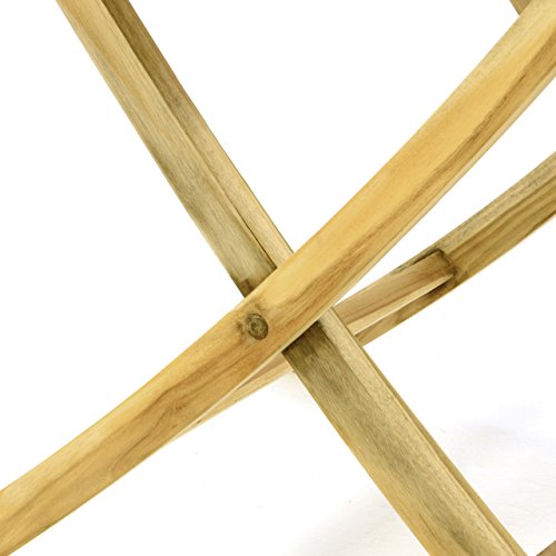 Divero Balkontisch Gartentisch Beistelltisch Teak Holz Tisch für Terrasse Balkon Garten – wetterfest massiv unbehandelt – 80 x 80 cm Natur-braun – Bild 3