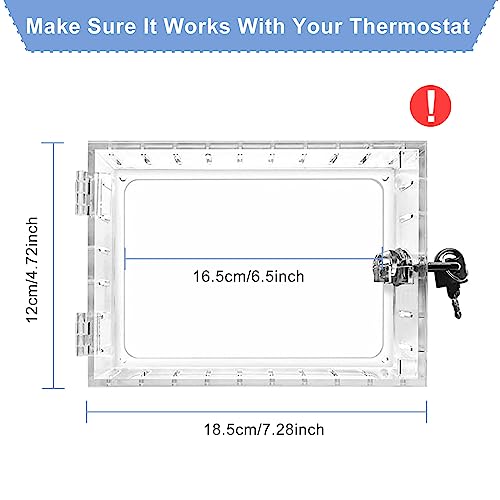 GAESHOW Universal Thermostat Protection, Universal Thermostat Cover with 2 Keys, Transparent Thermostat Lock Box Wall-Cover, Clear Acrylic Lock Box, Wall Mounted