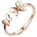 BOHG Jewelry Womens Love Stainless Steel Lovely Butterfly Ring Wedding Charming Lady Gril Band Rose Gold Size 7