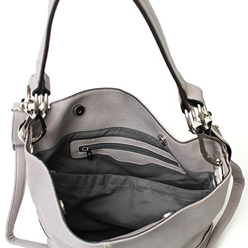 Americana Bucket Style Hobo Shoulder Bag with Big Snap Hook Hardware