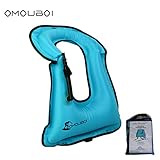 OMOUBOI Unisex Adult Portable Inflatable Canvas Life Jacket Snorkel Vest for Diving Safety