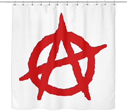 Punk rock shower curtain with giant red Anarchy Symbol