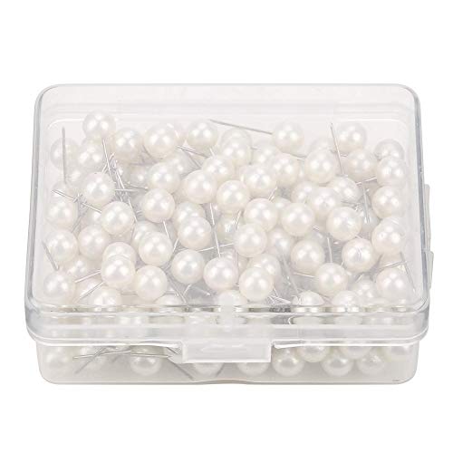 200pcs Round Ball Plastic Pushpin Marking Thumbtack Pins Decorative DIY Tool(White)