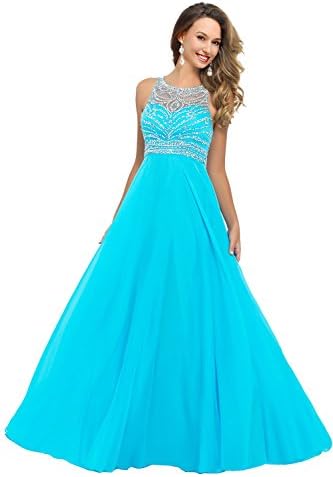 Artie Gorgeous A-line Floor Length Chiffon Prom Dresses Evening Dresses, 8, Pool